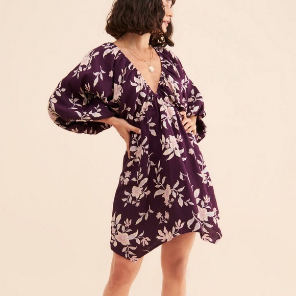 Free People Portia Printed Long Sleeve Mini Dress - Picture 6 of 8